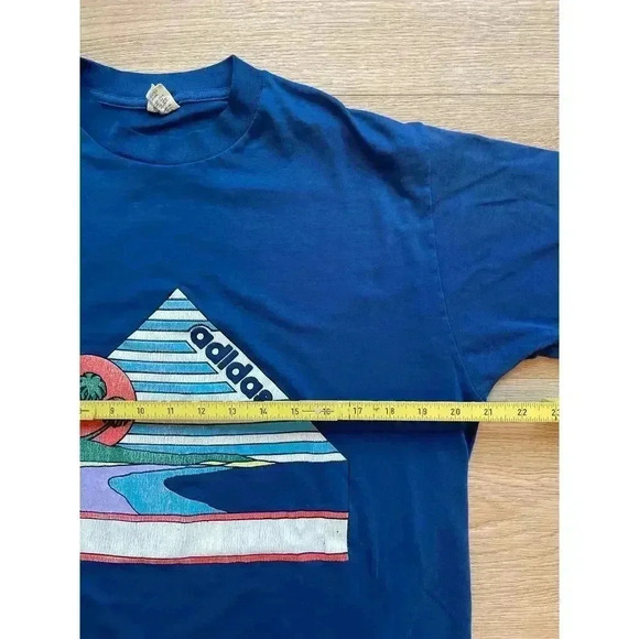 RARE Vintage 70s 80s Adidas Graphic T-Shirt Single Stitch Made in USA 50/50 - Picture 10 of 13